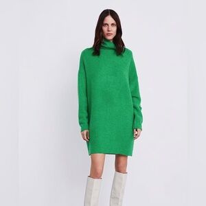 ZARA Soft-Touch Oversized Turtleneck Dress in apple green